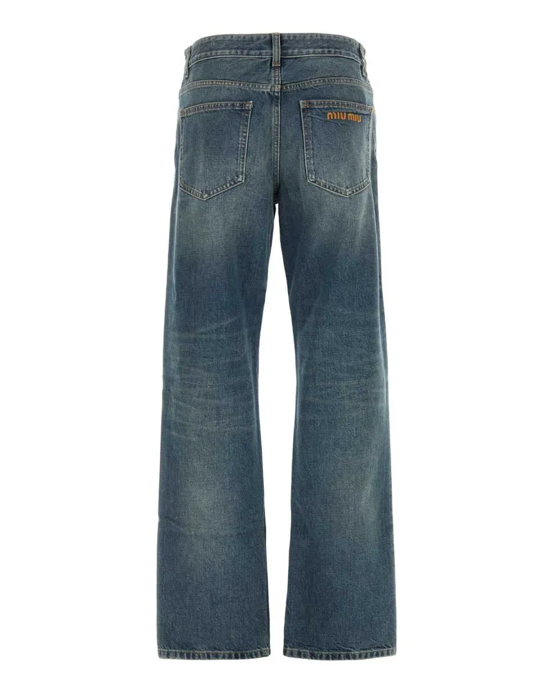 Miu Miu Women's Denim Jeans Bleu Exterior: Cotton Pantaloni Blue