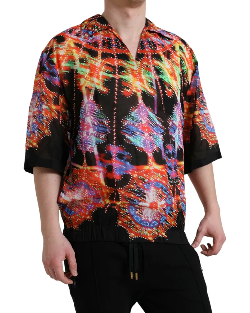 Dolce & Gabbana Men's Multicolor Luminarie Print Cotton T-Shirt Multicolor