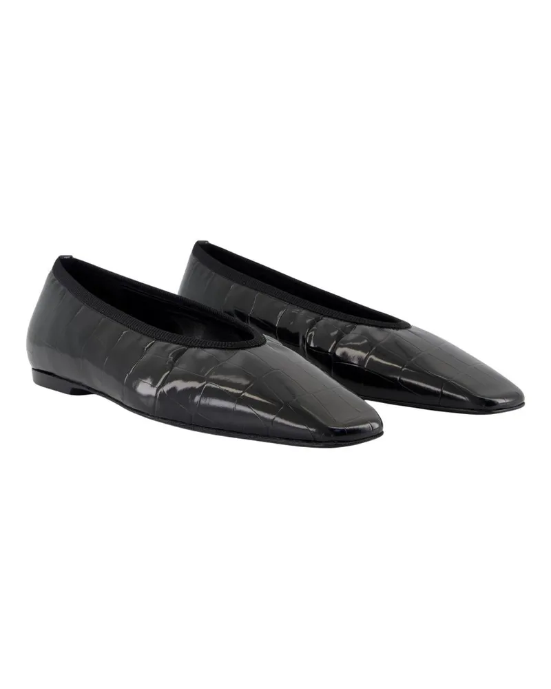 Totême Women's Minimalist Ballerinas -  Leather Black Calfskin Shoes Flat-Shoes Black