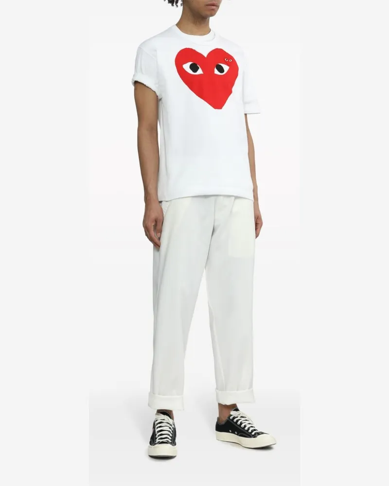 Comme des Garçons Heart Logo Print T-shirt — white White