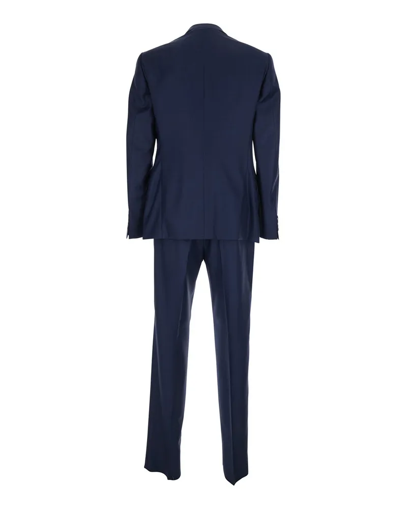 Emporio Armani Men's Single-Breasted Wool Suit Blue Suits Navy