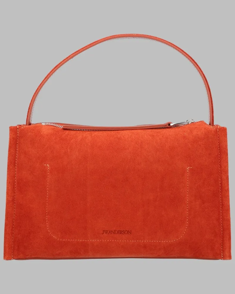 J.W.Anderson Loafer Suede Shoulder Bag — Orange Orange