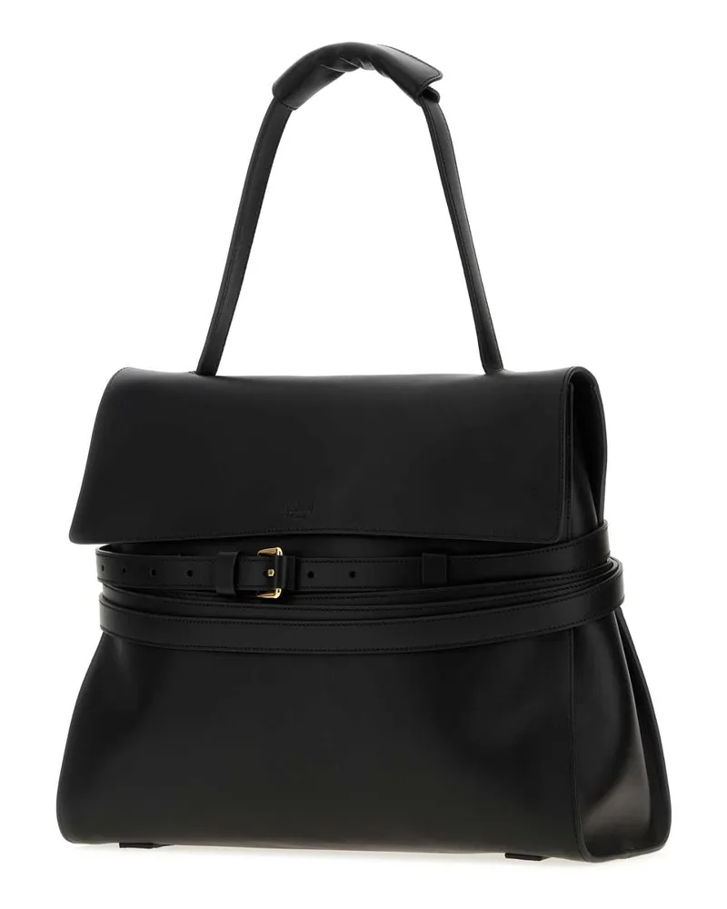 Moschino Women's Black Leather Medium  Tie Me Handbag Nero Borse A Mano Bag Black