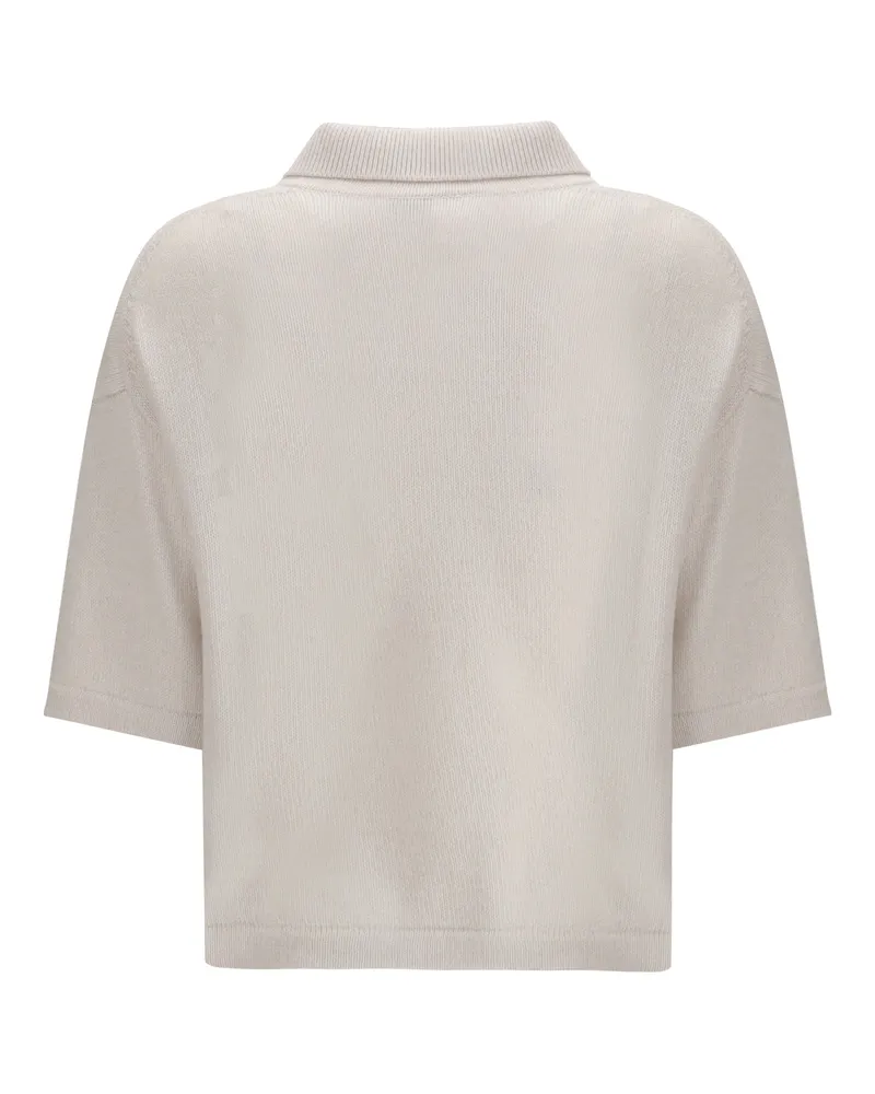ALLUDE Women Short-Sleeve Polo Neck Sweater 4080 Kashmir-Capra Hircus Shirts Kashmir/capra T-shirts And Polos Beige
