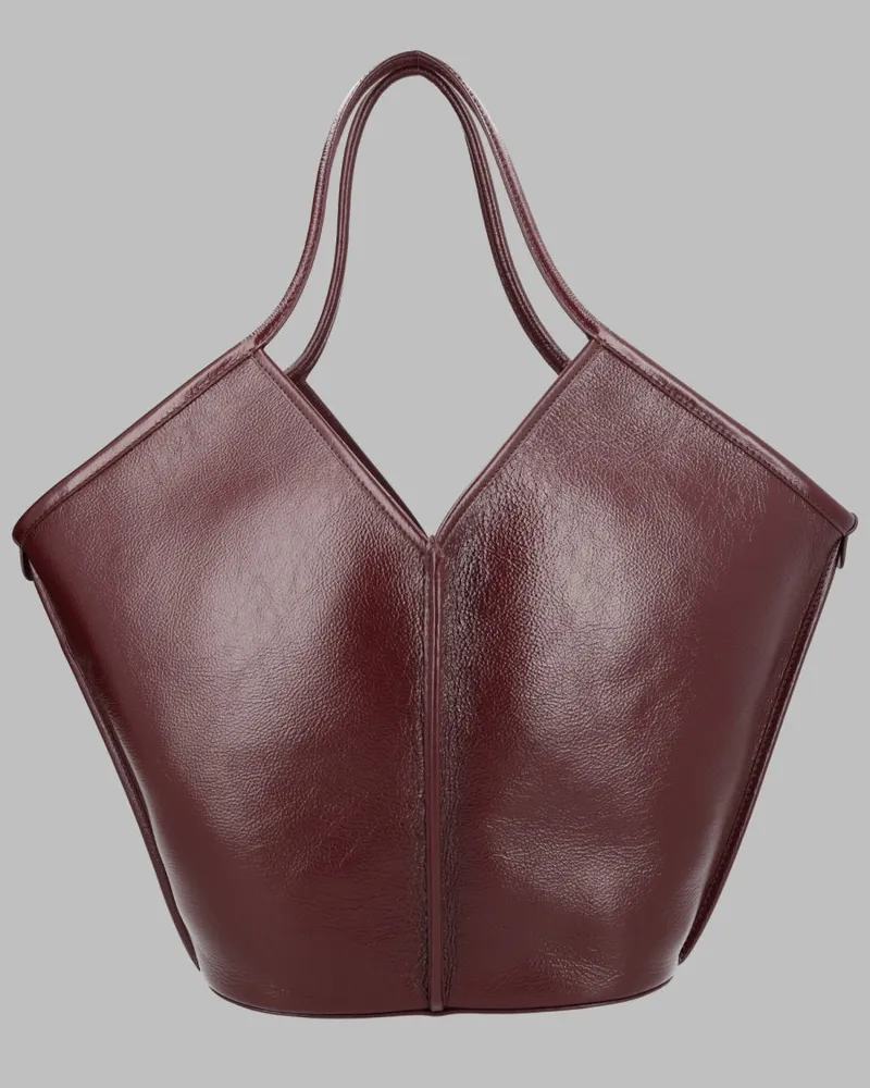 HEREU Calella Calfskin Leather Tote Bag — Red Red
