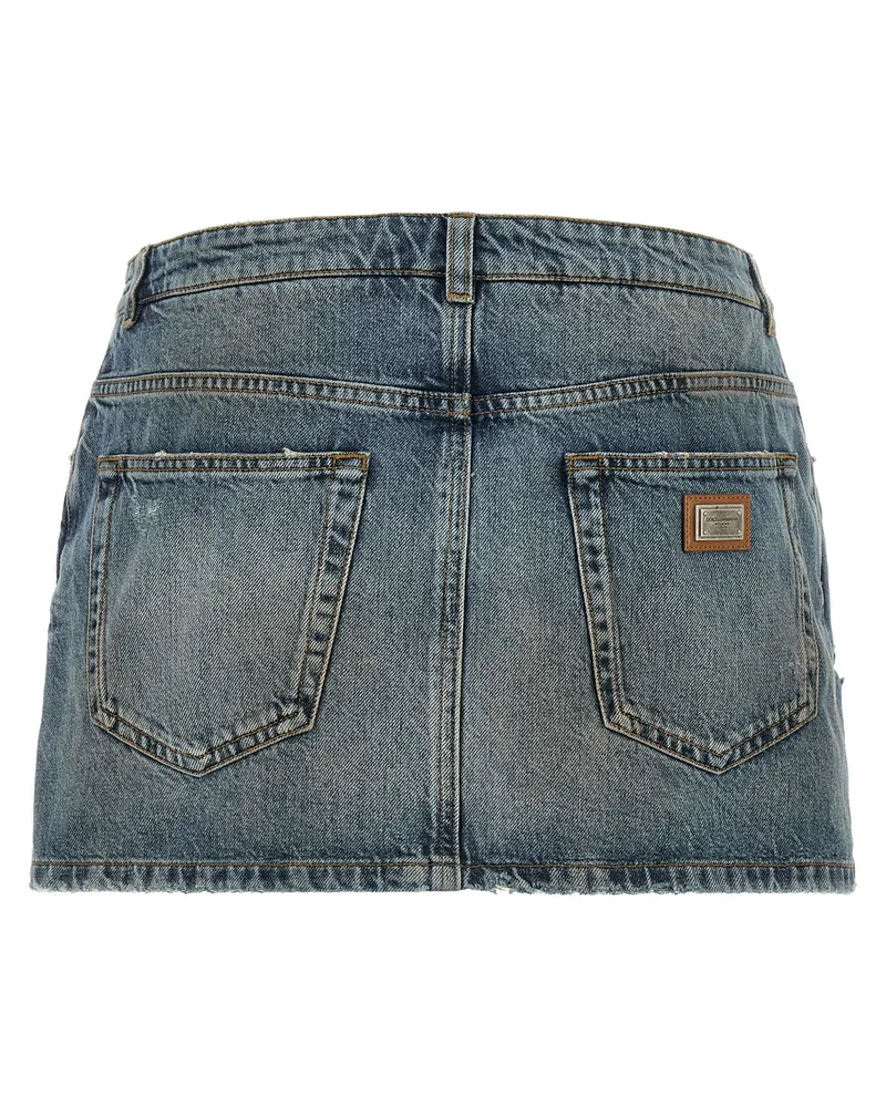 Dolce & Gabbana Cross-Embellished Denim Shorts — Blue Blue