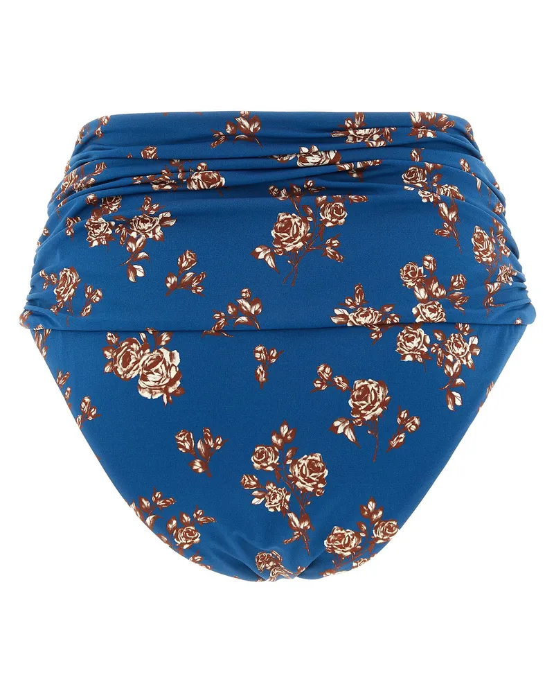 Magda Butrym Floral-Print Stretch Bikini Bottoms — Blue Blue