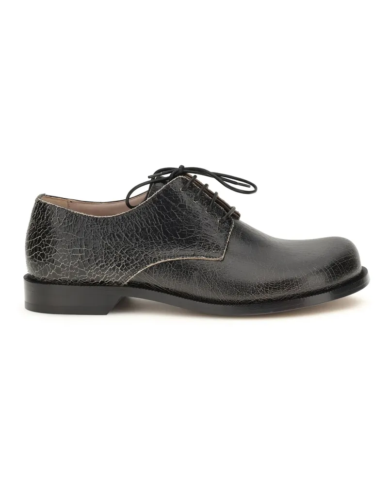 Loewe Men's Derby Lace-Ups Campo Black-Cream Calf Leather Lace-Up Shoes Black/cream Flat Black