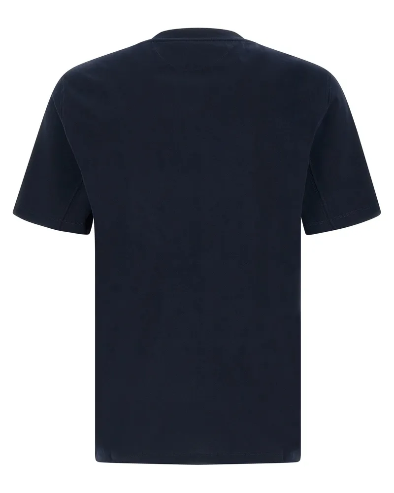 Brunello Cucinelli Men Blue Cotton T-Shirt Navy