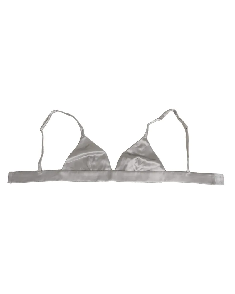 Dolce & Gabbana Women Gray Silk Satin Triangle Soft Cup Bra Underwear Elastane Clothing Gray