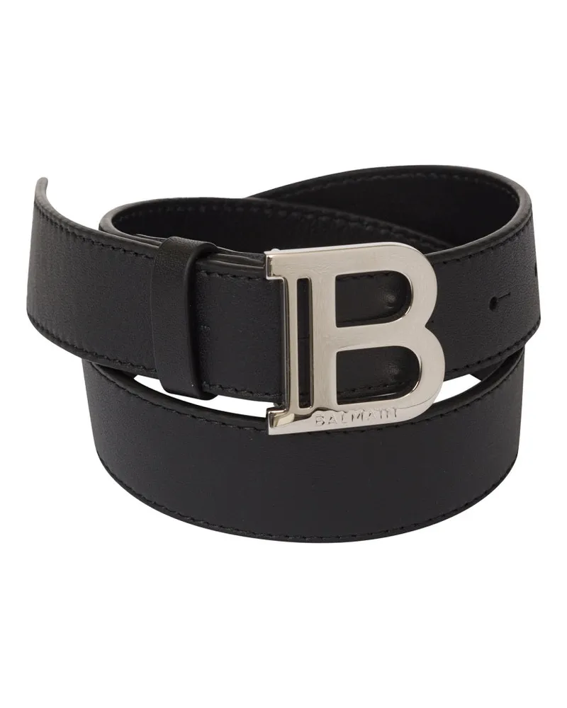 Balmain Logo-Detailed Leather Belt — Black Black