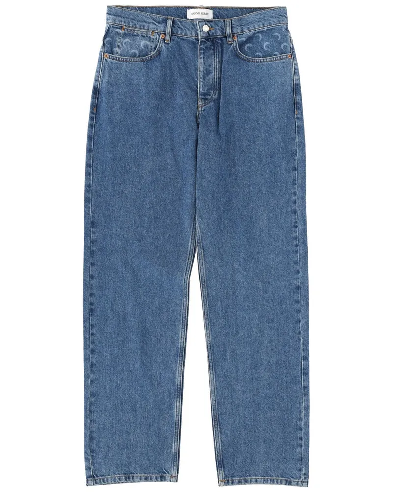 Marine Serre Moon Waxed Jeans — Blue Blue