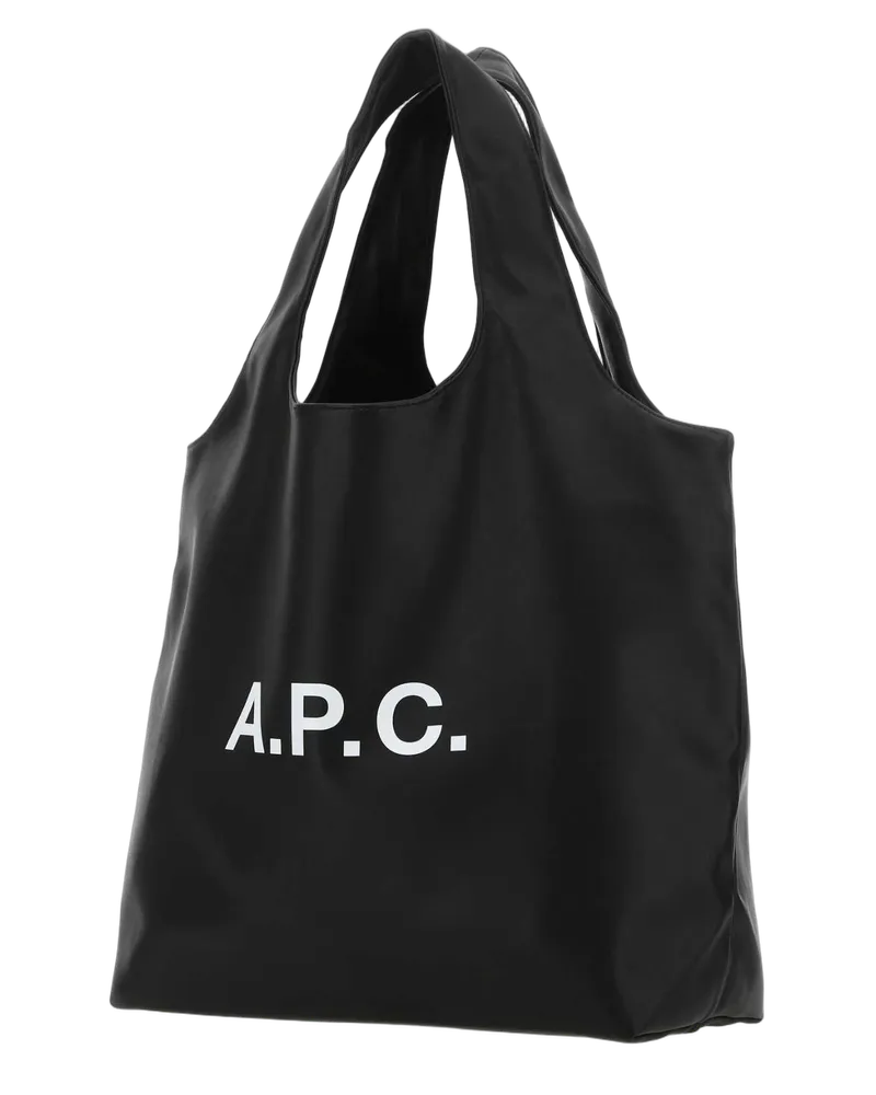 A.P.C. Logo-Print Tote Shoulder Bag — Black Black