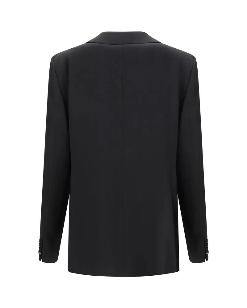 Fendi Double-Breasted Wool Blazer — Black Black