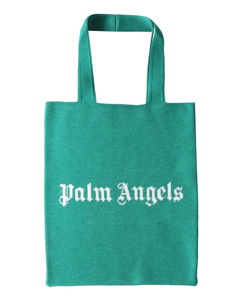 Palm Angels Men's Logo Shopper Bag Green Wool Handbags Hand Green