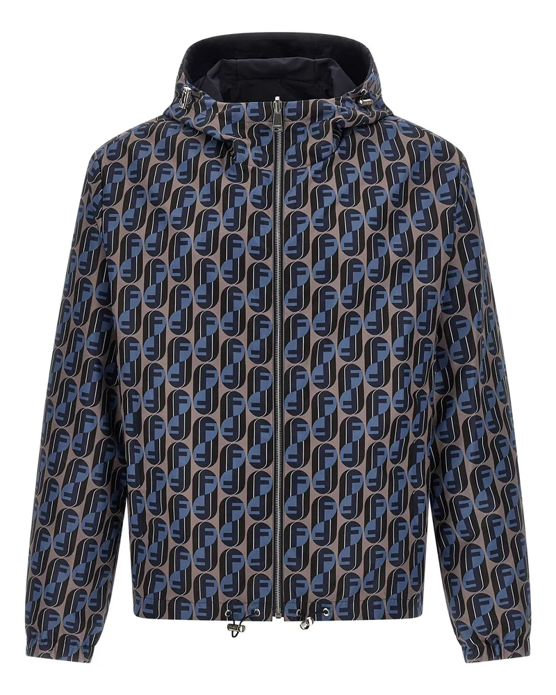 Fendi Men's Blue Polyester Shell Jacket Clothing Black