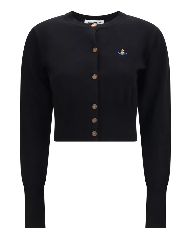 Vivienne Westwood Women Cropped Cardigan Bea Black Cotton Sweater Black