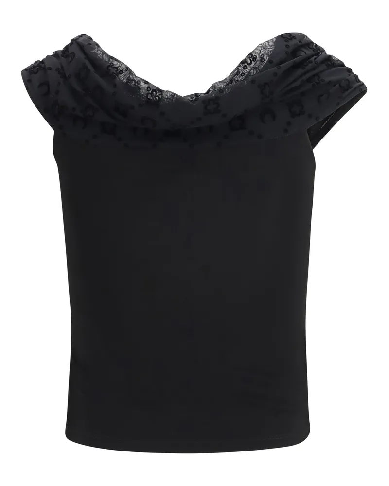 Marine Serre Women's Off Shoulder Draped Top Black Viscose; Elastane Black