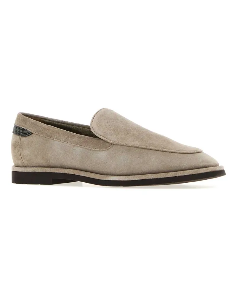 Brunello Cucinelli Women's Sand Suede Loafers Ice Mocassini Beige