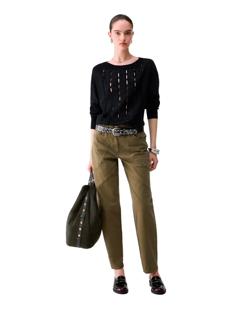 Liu Jo Openwork Boat-Neck Sweater — Black Black