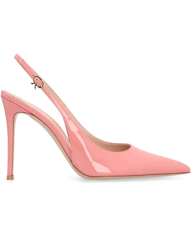 Gianvito Rossi Women's Pink Patent Leather Slingback Pumps Calf Pink