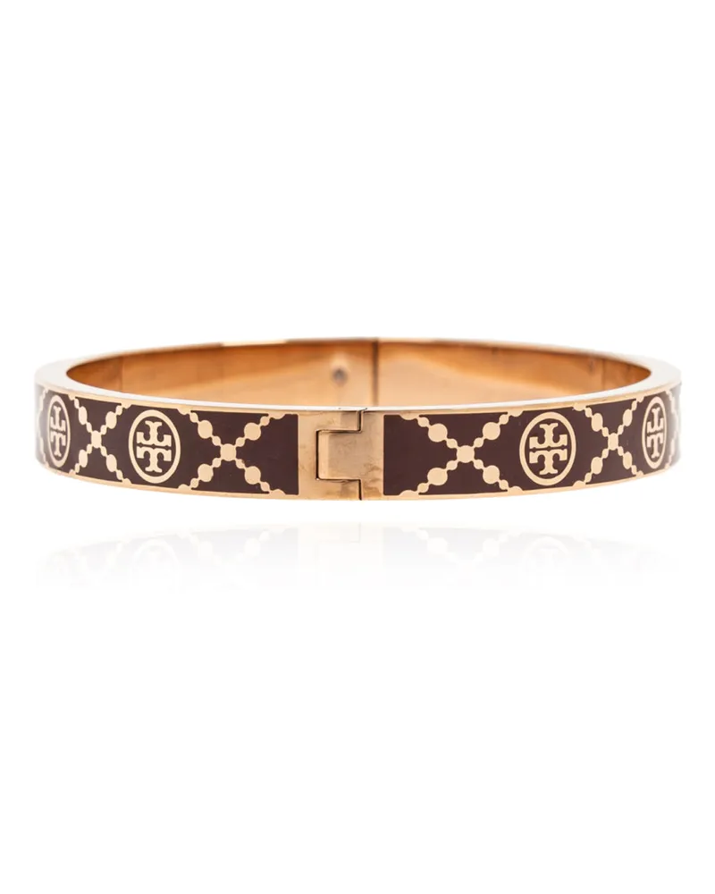 Tory Burch Women's T Monogram Miller Stud Hinge Bracelet Brown Accessories > Jewelry Brown