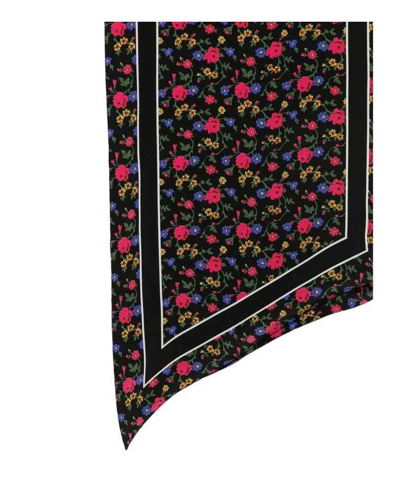 Chloé Floral Print Silk Scarf — Black Black