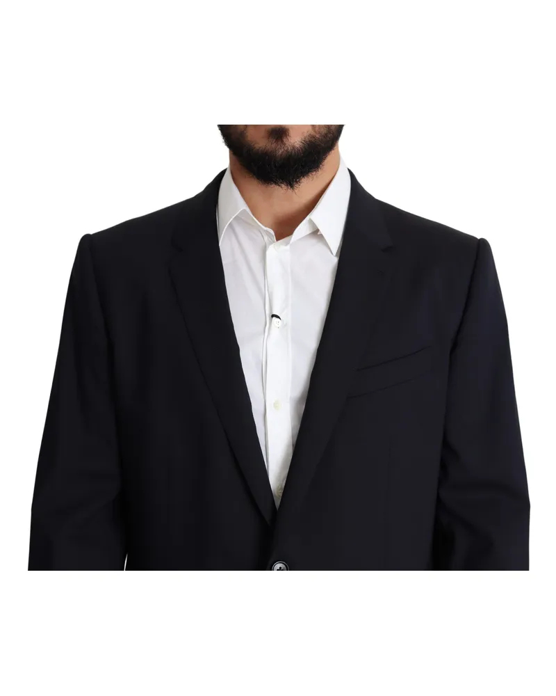 Dolce & Gabbana Black Wool Stretch Men Coat Martini Blazer Virgin Elastane Clothing Black