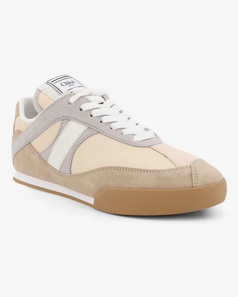 Chloé Women's Sneakers Kick Suede Beige Leather Trainers Beige