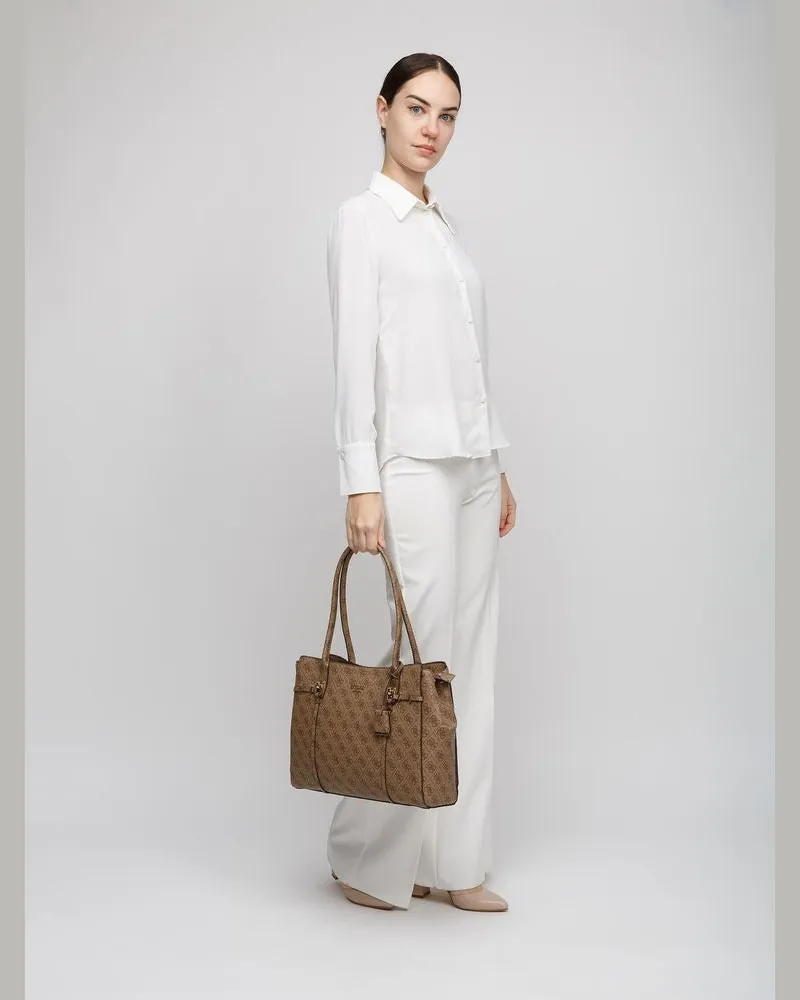 Guess Women's Tote Bag Latte Logo Polyurethane - Tote-Bags Beige