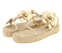 Women's Gold Leather Flat Sandals