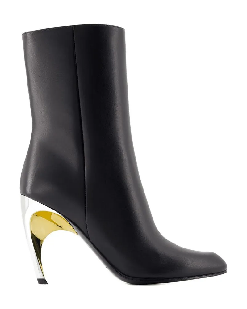 Alexander McQueen Women's Seal Ankle Boot Black Calfskin Black