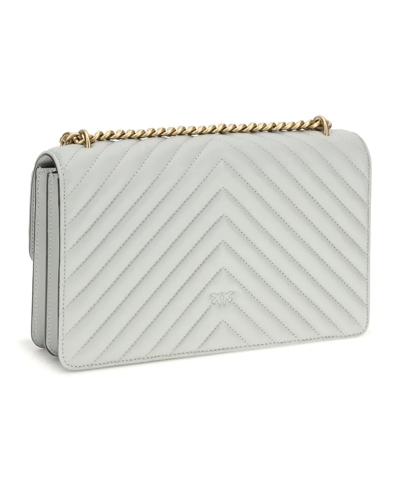 Pinko Women's Shoulder Bag Love One Classic Pearl Grey Grey-Antique Gold Calf Leather (bos Taurus) Grey/antique Gray