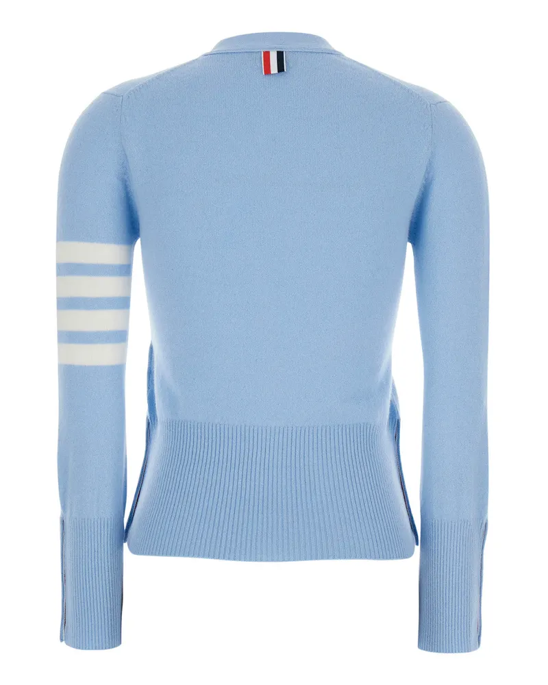Thom Browne Women's V-Neck Cardigan Light Blue Cashmere Tops Top Blue