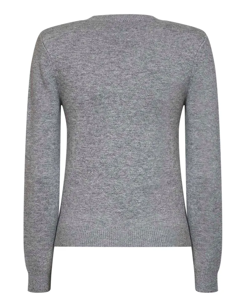 Self-Portrait Women's V-Neck Flower Sweater Grey Wool Blend Gray