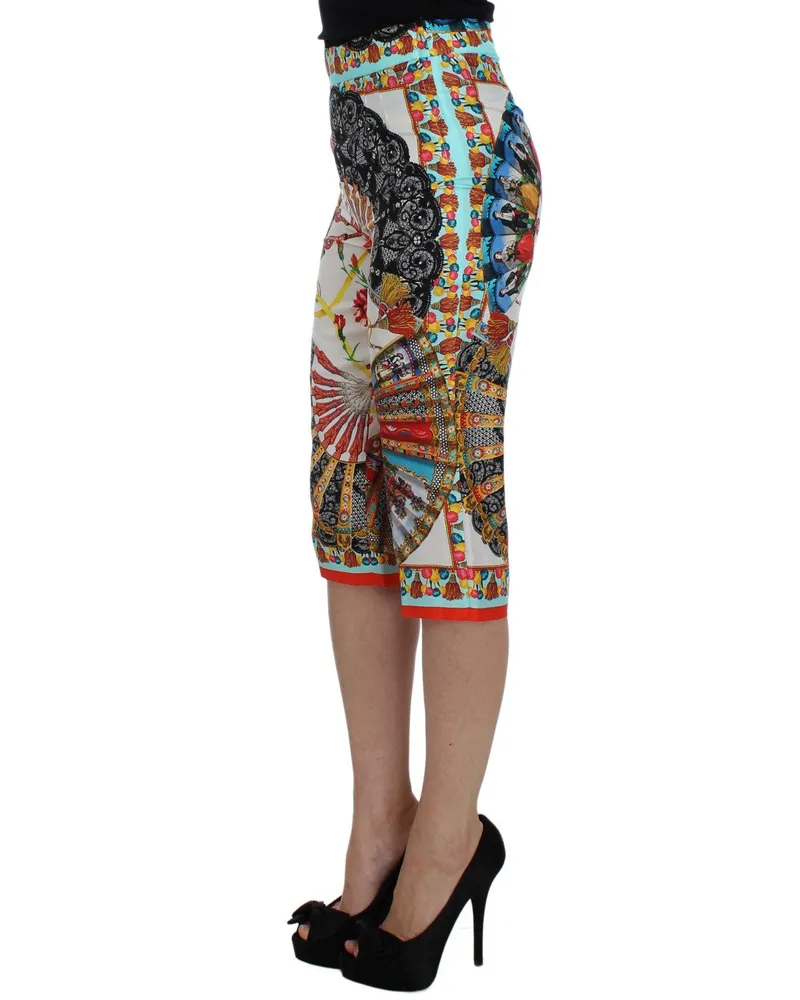 Dolce & Gabbana Women's Multicolor Majolica Sicily Silk Pants Multicolor