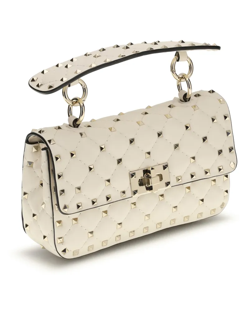 Valentino Garavani Women's Rockstud Spike Mini Top Handle Bag Nappa Light Ivory Lamb Ovis Aries Handbags Hand White