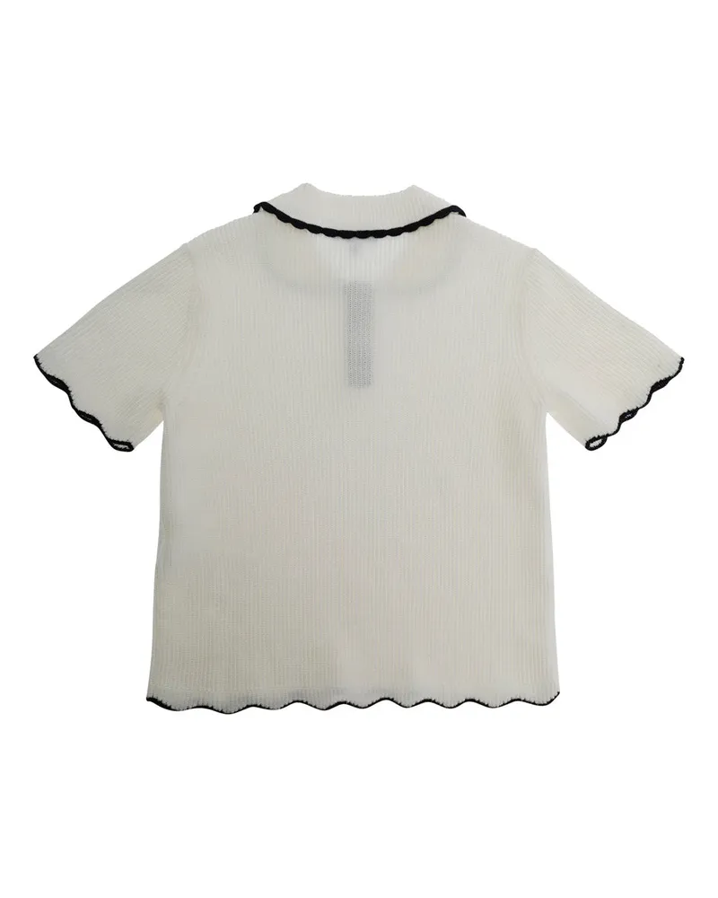 Emporio Armani Ribbed Cotton with Contrast Trim T-Shirt — White White