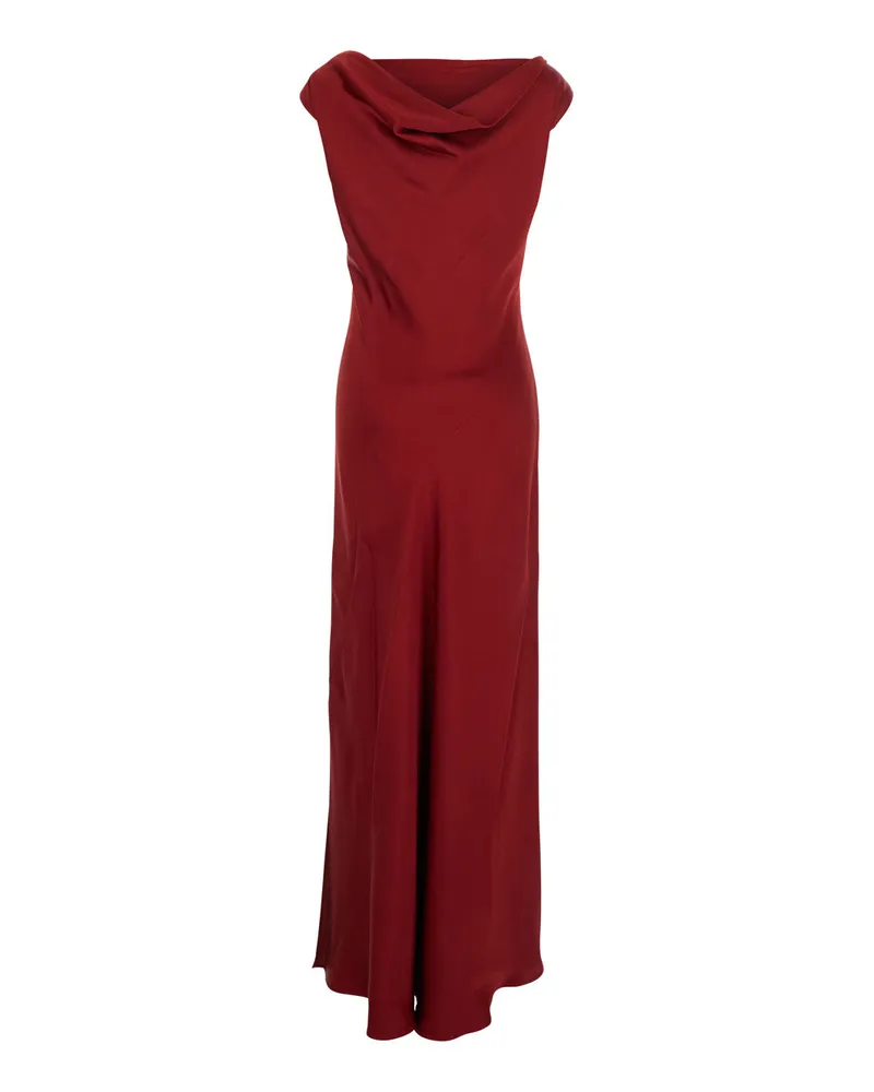 Antonelli Firenze Women's Red Long Dress With Draped Neckline Acetate Red
