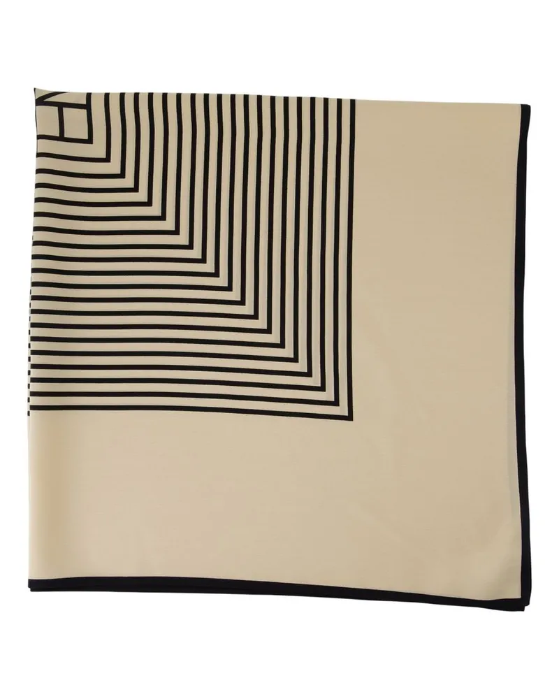 Totême Women's Centered Monogram Scarf -  Silk White Beige Accessories Beige