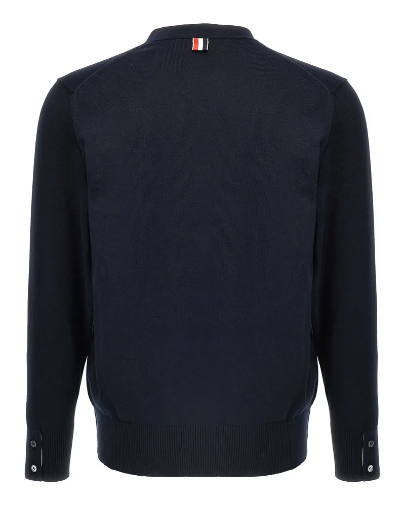 Thom Browne Bar Cotton Cardigan — Navy Navy