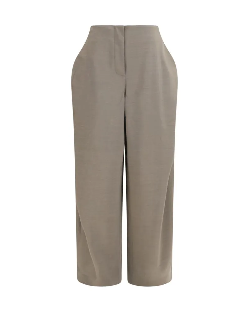 Jacquemus High-Waist Flared Wool Trousers — Gray 
