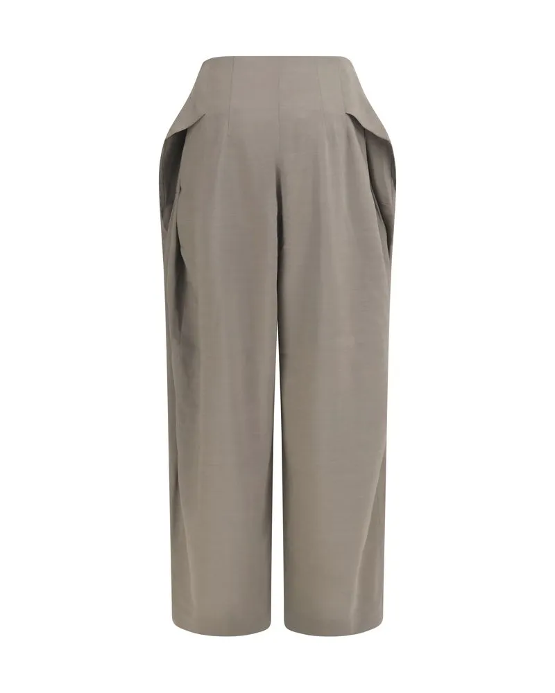Jacquemus High-Waist Flared Wool Trousers — Gray 