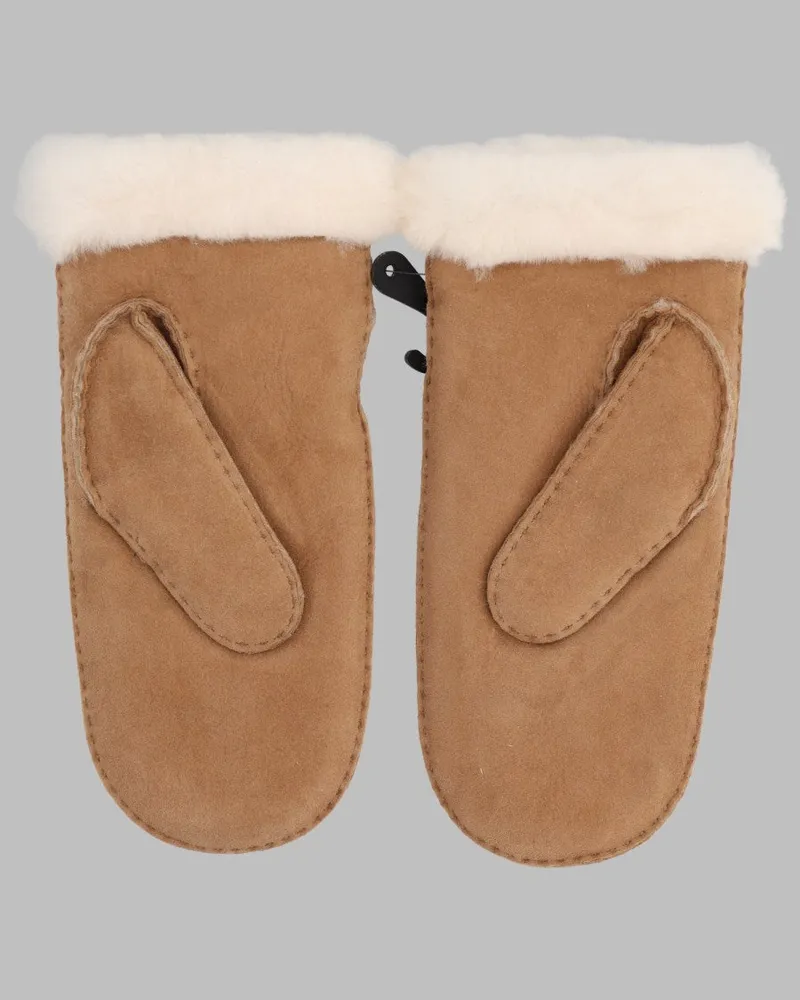 UGG Logo Leather Gloves — Beige Beige