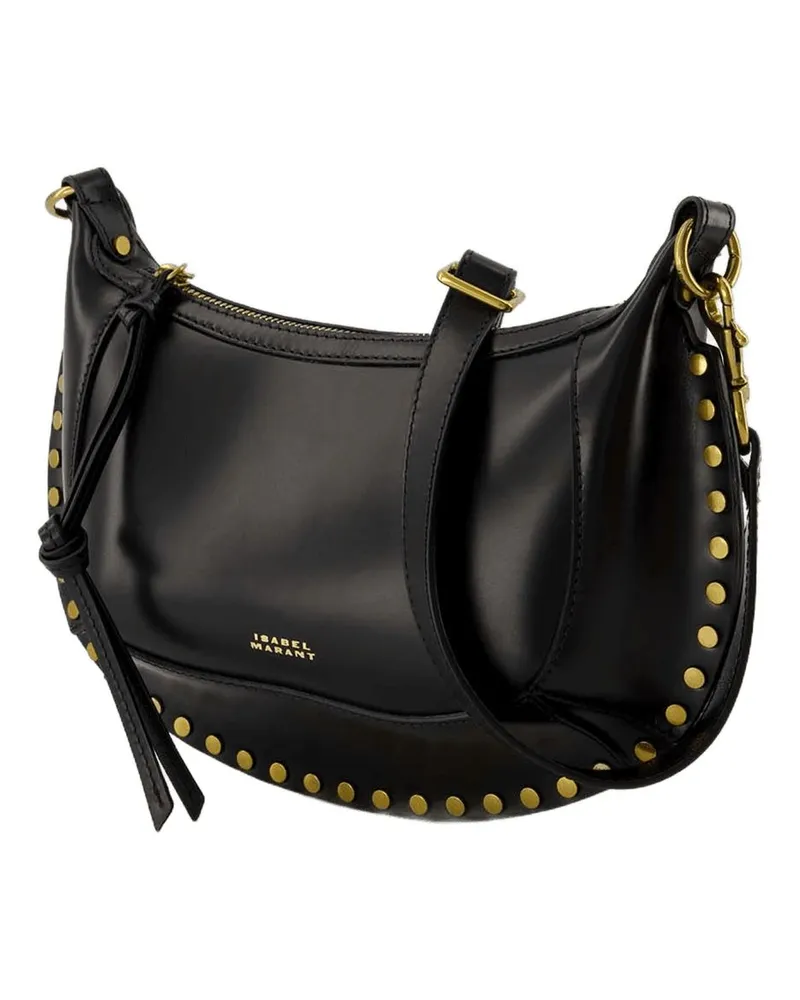Isabel Marant Women's Gold Studded Calfskin Shoulder Bag Black Black