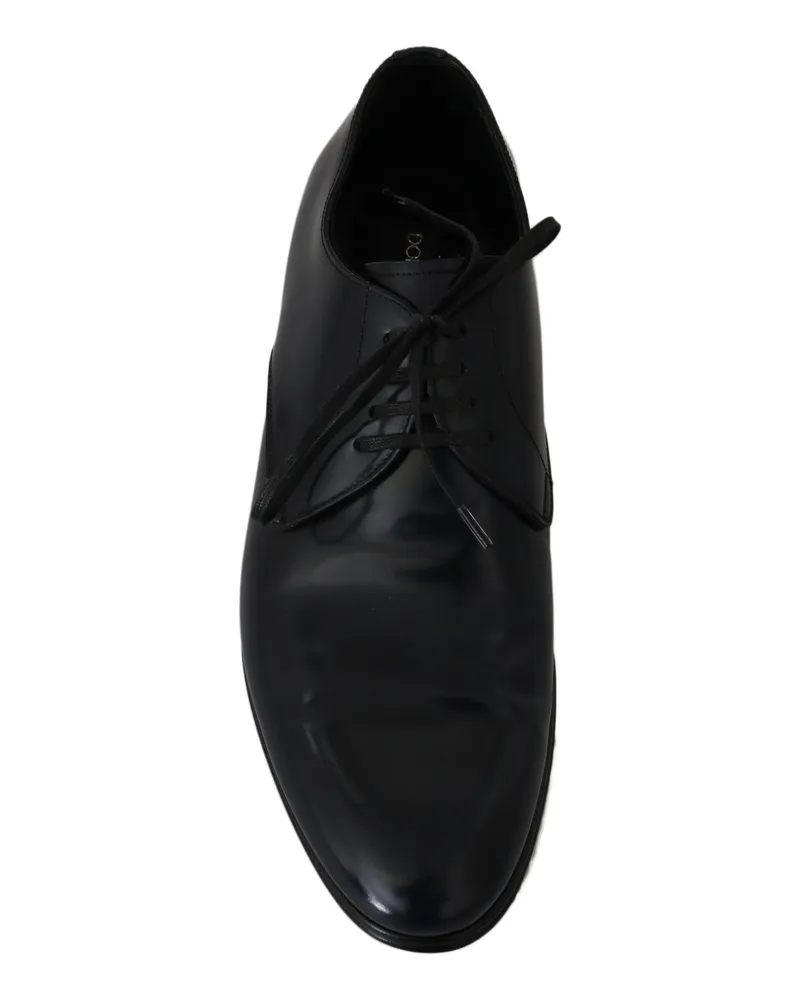Dolce & Gabbana Blue Leather Dress Derby Formal Mens Shoes Navy
