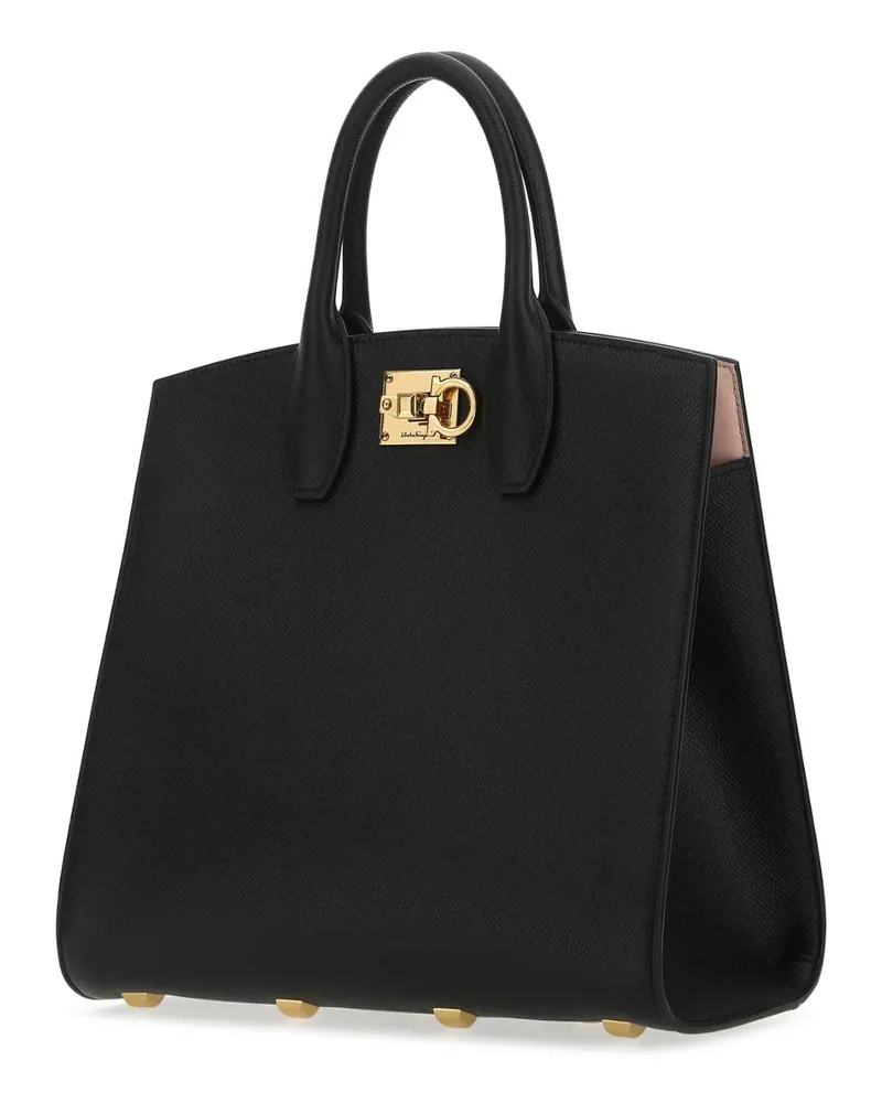 Ferragamo Women's Black Leather The Studio Handbag Nerobon %calf Lamb Lining . Borse A Mano Bag Black
