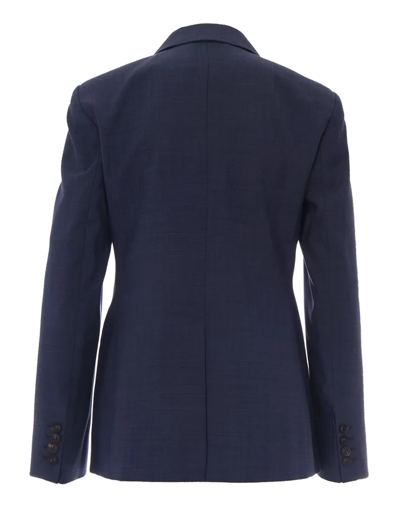 Max Mara Women's Double-Breasted Wool Blazer Navy Fil A Virgin Jacket Navy