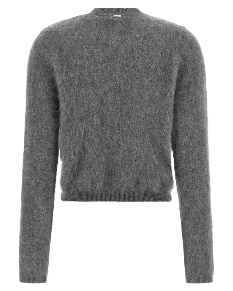Twin-Set Brushed Wool-Cashmere-Silk Blend Sweater — Gray Gray