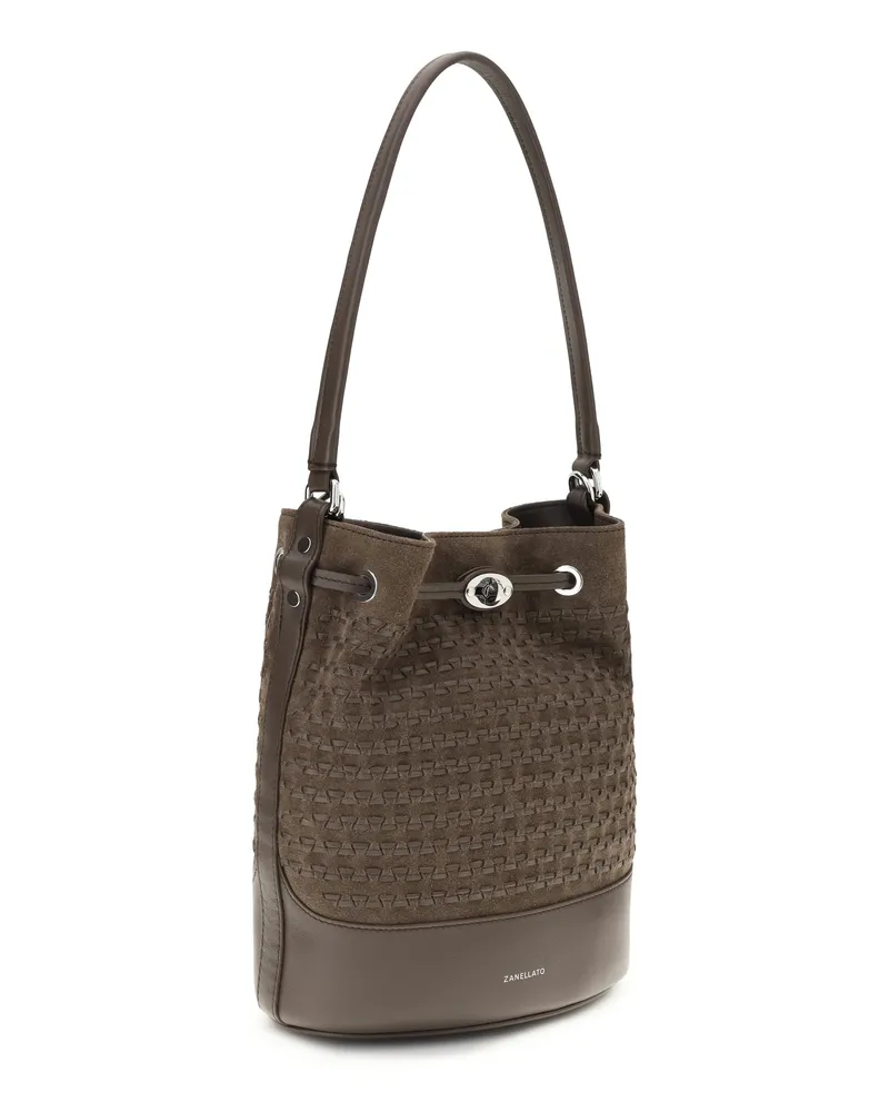 Zanellato Women's Monda Bucket Bag Beige Avorio Calf Leather Bos Taurus Beige